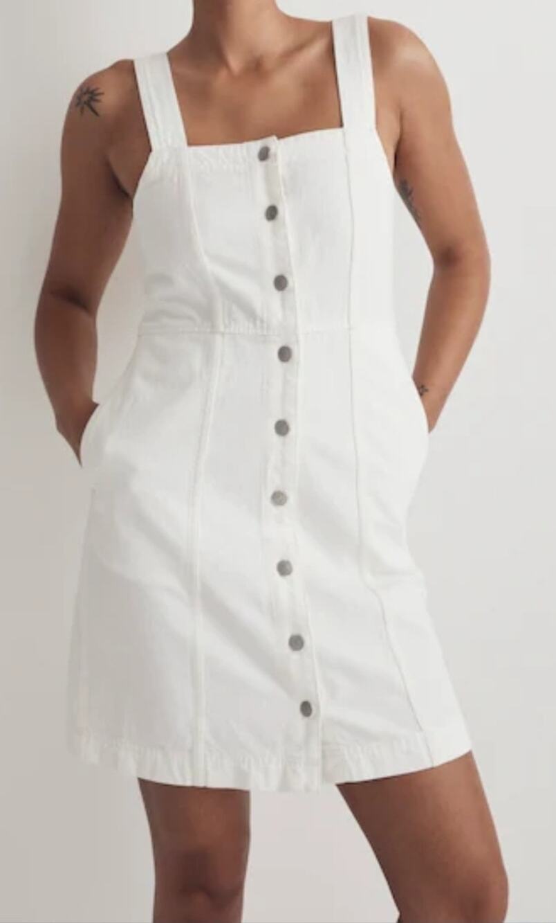 NWT Madewell White Denim Button Up Tank dress Women's Size 4 T1